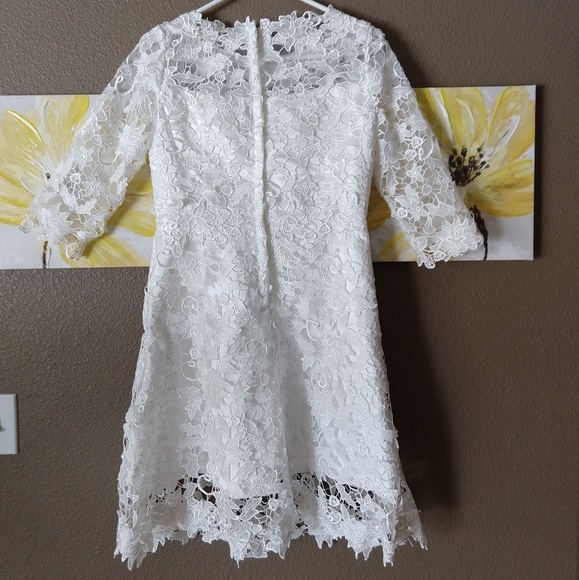 NWOT Metisu White Cut Out Lace Midi Flare Dress - Picture 2 of 8